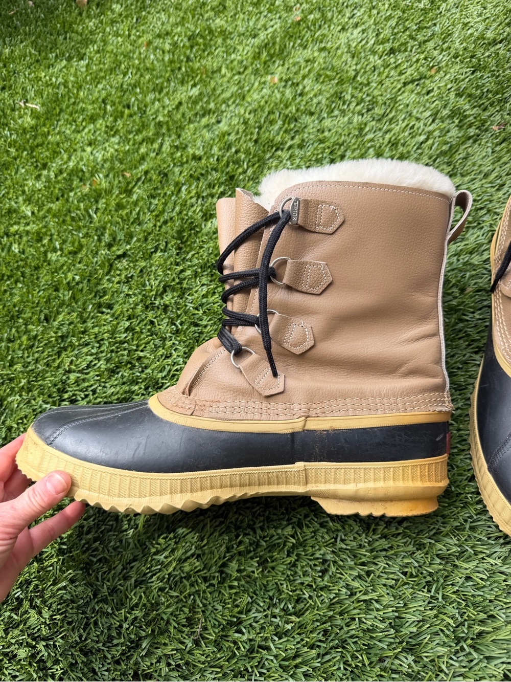 Sorel Steel Shank Tan and Black Snow Rain Boots made in Canada 13